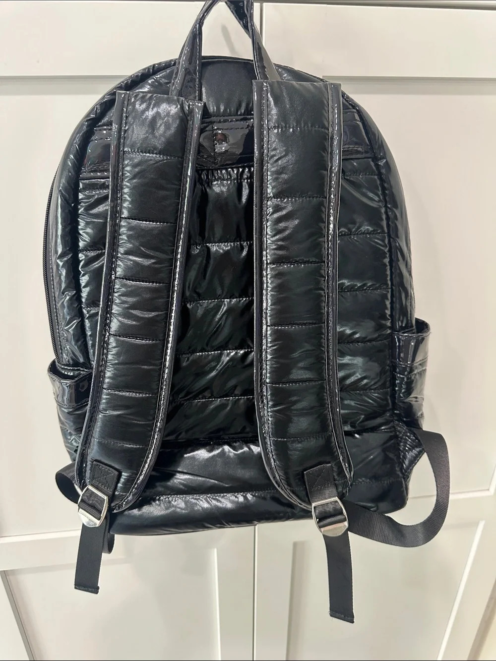 New Kids Black puffer  Backpack with Colorful Smile Print Front Pocket